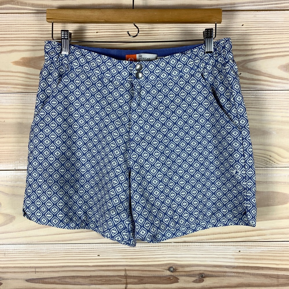 The American Outdoorsman Shorts Womens L Blue Geometric Utility Hiking Active